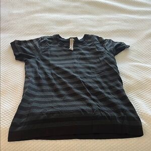 Lululemon Black and Gray Striped Tee